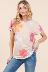 BOMBOM Floral Short Sleeve T-Shirt - Trendsi