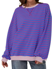 Contrast Striped Long Sleeve Sweatshirt - Trendsi