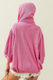 BiBi Waffle-Knit Half Zip Hooded Top Trendsi