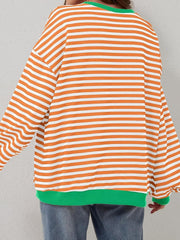 Contrast Striped Long Sleeve Sweatshirt - Trendsi