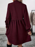 Ruched Button Up Long Sleeve Dress