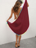 Rainbow Pompom Trim Swim Skirt - Flyclothing LLC