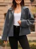 Collared Neck Dropped Shoulder Jacket - Trendsi