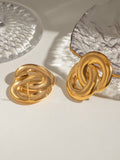 18K Gold-Plated Stainless Steel Knotted Earrings - Trendsi