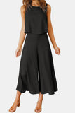 Round Neck Top and Wide Leg Pants Set Trendsi