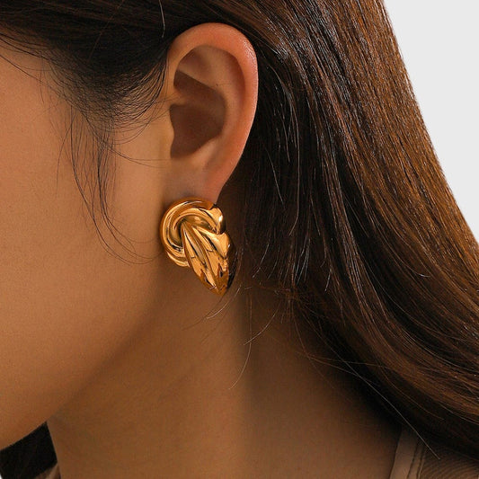 18K Gold-Plated Stud Earrings - Trendsi