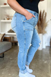 Judy Blue Full Size Distressed Straight Jeans with Patch Pockets - Trendsi