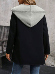 Drawstring Long Sleeve Hooded Jacket - Trendsi