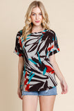 BOMBOM Printed Round Neck Short Sleeve T-Shirt - Flyclothing LLC