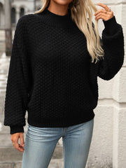 Mock Neck Long Sleeve Sweater - Trendsi