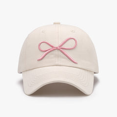 Bow Embroidered Cotton Baseball Cap Trendsi