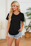 Ruched Round Neck Short Sleeve T-Shirt Trendsi