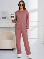 Dropped Shoulder Long Sleeve Hoodie and Pants Set