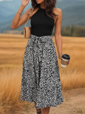 Leopard Halter Neck Midi Dress - Flyclothing LLC