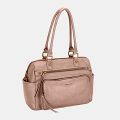 David Jones Zipper PU Leather Handbag - Trendsi