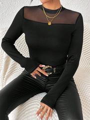 Mock Neck Long Sleeve T-Shirt