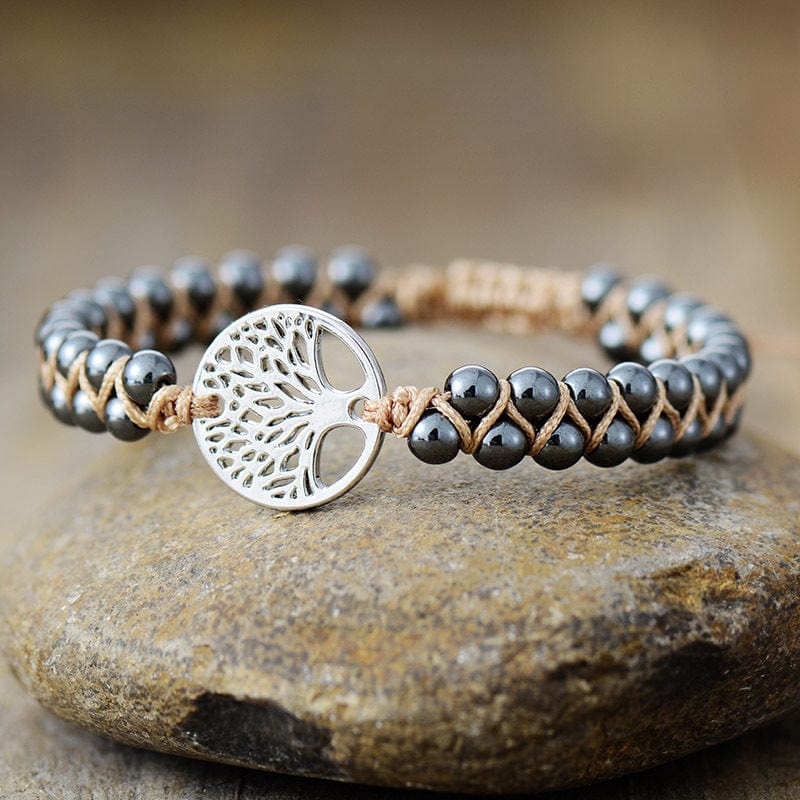 Alloy Natural Stone Braided Bracelet - Trendsi