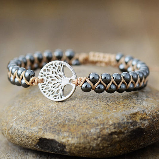 Alloy Natural Stone Braided Bracelet - Trendsi