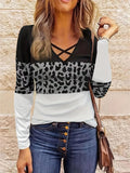 Crisscross Color Block Long Sleeve T-Shirt - Trendsi