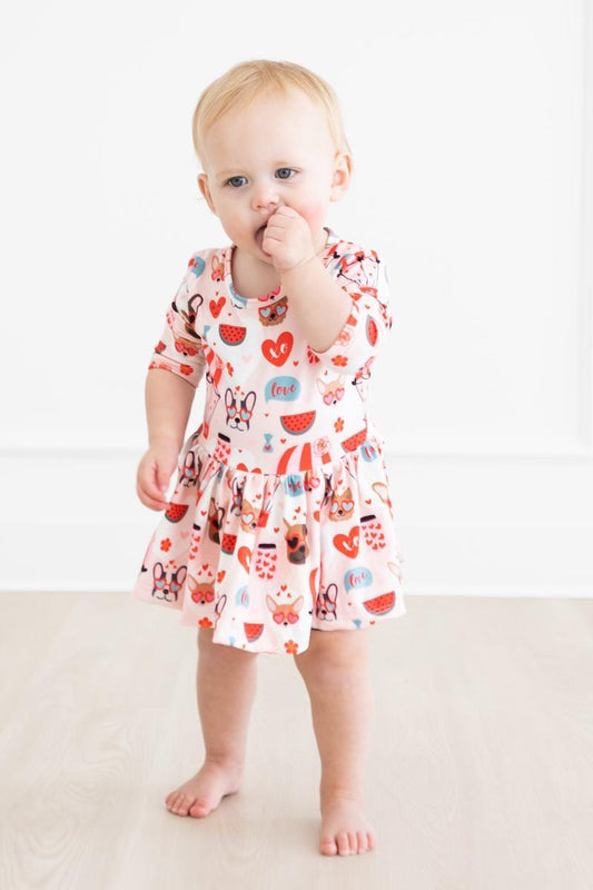 Puppy Love 3/4 Sleeve Twirl Bodysuit - Mila & Rose ®