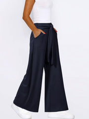 Tied Wide Leg Pants with Pockets - Trendsi