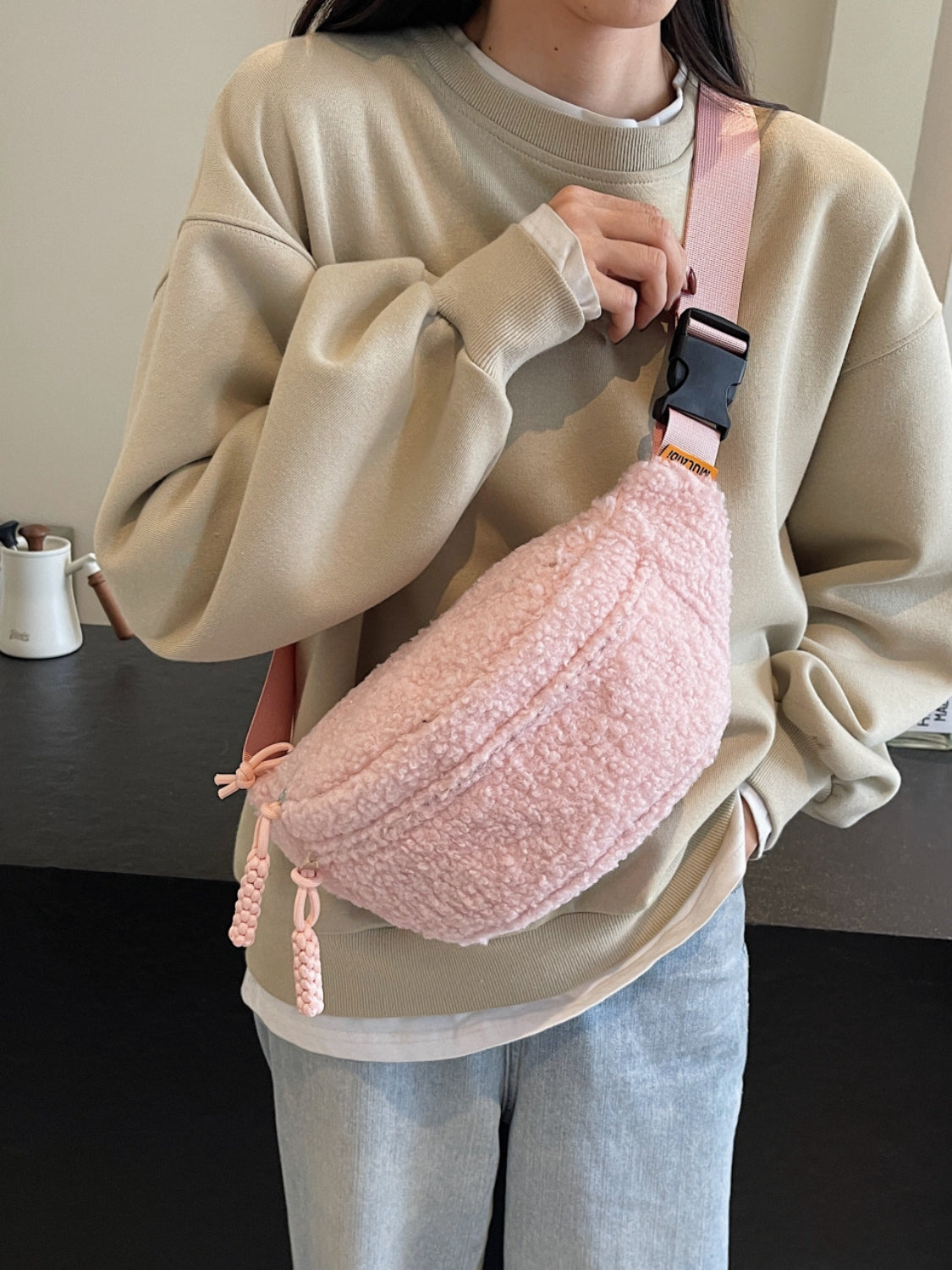 Sherpa Crossbody Bag with Adjustable Strap