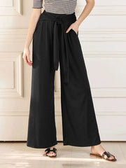 Tied Wide Leg Pants with Pockets - Trendsi