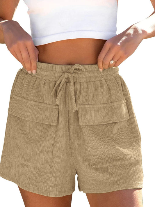 Drawstring High Waist Shorts with Pockets - Trendsi