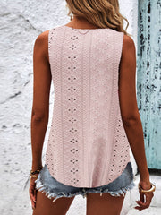 Eyelet Wide Strap Tank - Flyclothing LLC