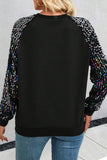 Sequin Round Neck Long Sleeve Blouse