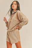 MABLE Corduroy Half Zip Top and Shorts Set - Trendsi