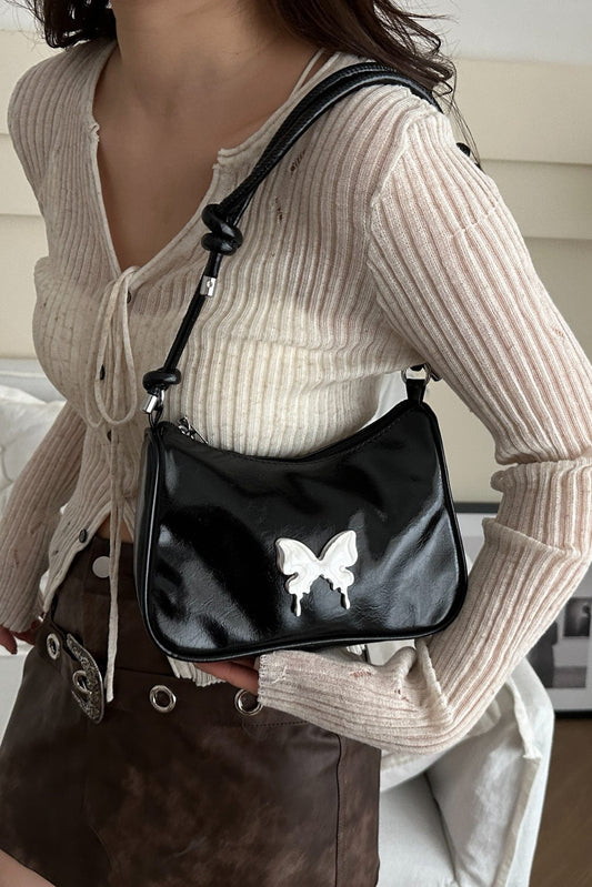 Butterfly PU Leather Knotted Strap Shoulder Bag - Trendsi