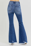 RISEN Full Size High Rise Distressed Raw Hem Flare Jeans - Trendsi