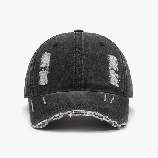 Distressed Adjustable Cotton Baseball Cap Trendsi