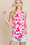 BOMBOM Printed Round Neck Tank - Flyclothing LLC