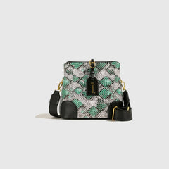 PU Leather Snakeskin Print Crossbody Bag - Trendsi