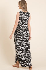 BOMBOM Leopard Maxi Dress with Pockets - Trendsi