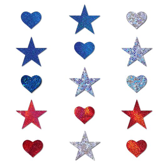 Pastease: Mini 15 Red, White & Blue Patriotic Baby Star Body Pasties