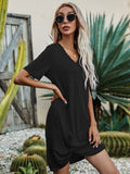 V-Neck Short Sleeve Mini Dress - Flyclothing LLC