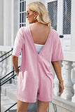 Backless Round Neck Half Sleeve Romper Trendsi