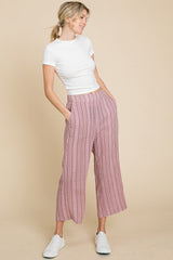 Cotton Bleu by Nu Lab Striped Elastic Waist Wide Leg Pants - Trendsi