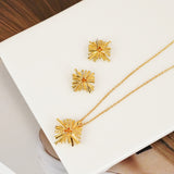 Starburst Gold-Plated Earrings and Necklace Set Trendsi