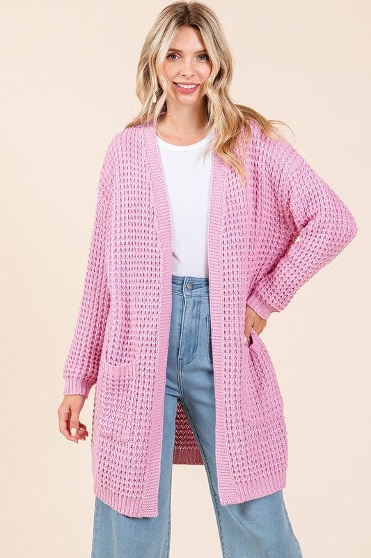 Mittoshop Open Front Long Sleeve Longline Cardigan - Trendsi