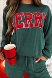 MERRY Round Neck Long Sleeve Top and Shorts Set