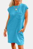 Textured Round Neck Cap Sleeve Dress Trendsi