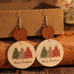 PU Leather Christmas Tree Earrings - Trendsi