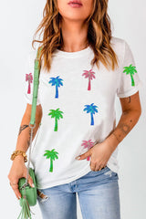 Coconut Palm Round Neck Short Sleeve T-Shirt - Trendsi