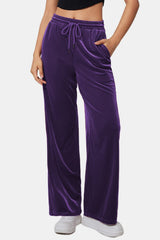 Drawstring Elastic Waist Straight Leg Pants - Trendsi