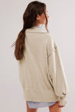 Exposed Seam Side Slit Long Sleeve Sweatshirt - Trendsi