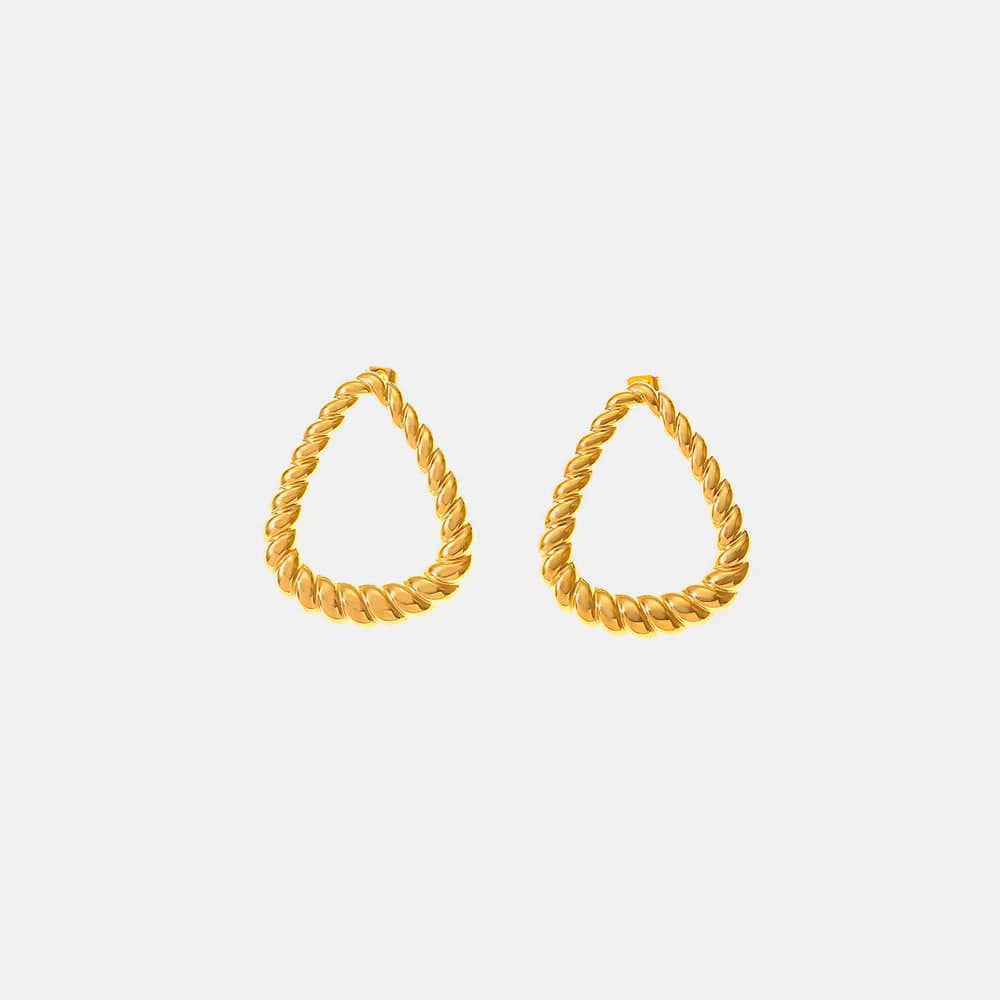 18K Gold-Plated Twisted Earrings - Trendsi